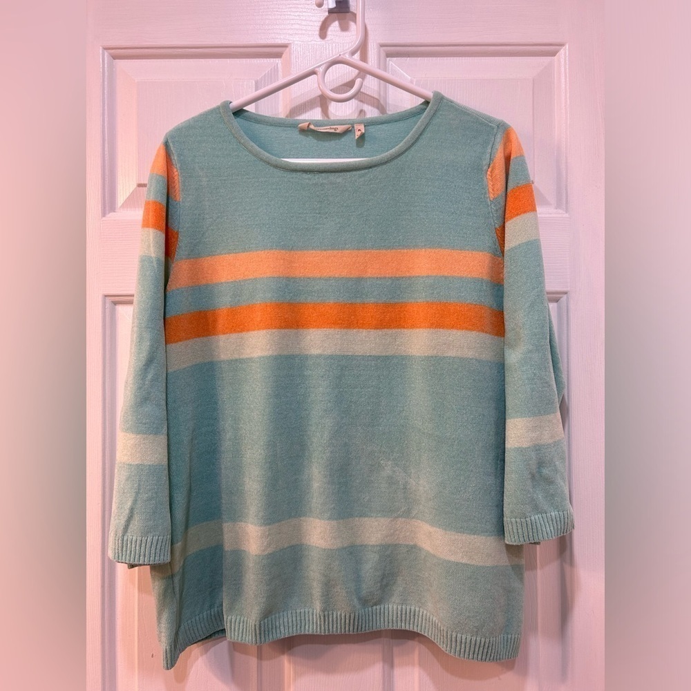 Soft Surroundings Zofia Chenille Sweater Sz PL Coastal Lightweight Cottage Flowy
